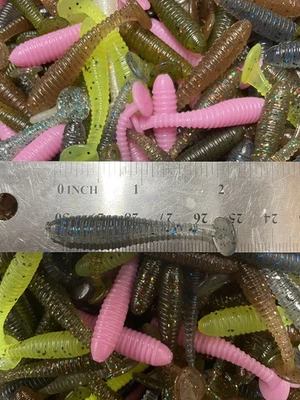 U.S. BAIT CO. Ribbed Swimbait 2.0” Assorted Colors Lot Of 50 Keitech Style Crappie Bass