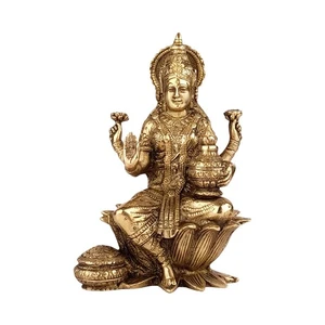 Statua idolo Maa Lakshmi in ottone per buona fortuna decorazione casa festa della poa regalo 7 in - Foto 1 di 5
