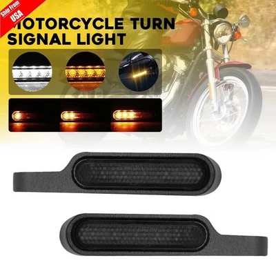 Amber & White 2x Motorcycle LED Turn Signal Handlebar Light For Harley Davidson — 第 1/4 张图片
