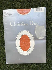 NOS 1980’s Tangerine Vintage DIOR Velvet Opaque PANTYHOSE Nylon HOSIERY Size 1 - Picture 1 of 6