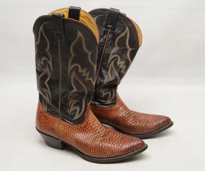 Nocona Botas Vaqueras Occidentales Para Hombres 9.5 D Marrón Pitón Piel de Serpiente Cuero Foto 1 de 4