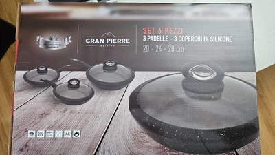 SET 3 PADELLE Alluminio Pressofuso 20/24/28cm ANTIADERENTE INDUZIONE Coperchio - Immagine 1 di 4