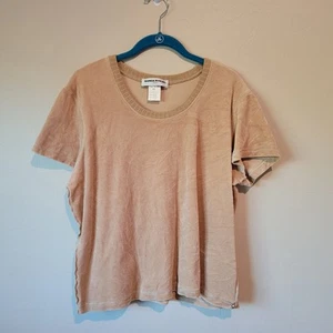Sonia Rykiel Paris Size XL Velvet Beige Boxy Top Raw Edge - Picture 1 of 7
