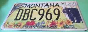 Placa de matrícula plana EE. UU. ESTADO DE Montana Preserve the Place flores oso AHW DE COLECCIÓN - Imagen 1 de 1