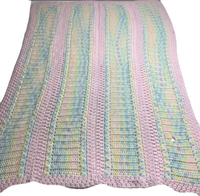 Manta Bebé Multicolor Pastel Crochet Tejido Aprox 38x32 Foto 1 de 4