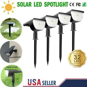 2/4 Pcs 32-LED Solar Spotlights Landscape Lights Outdoor Garden Pathway Lamp - Picture 1 of 17