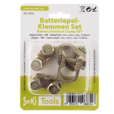 SeKi Batterie-Polklemmen SET (Plus und Minus) abgewinkelte Ausführung - Bild 1 von 3