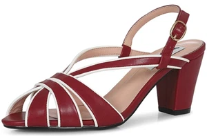 Lulu Hun LILA Vintage TWO-TONE Sandalen PEEPTOE Riemchen PUMP Rot Rockabilly - Bild 1 von 4