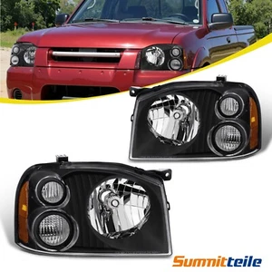 Conjunto de faros delanteros negros de 2 piezas para Nissan Frontier 2001 2002 2003 2004 - Imagen 1 de 10