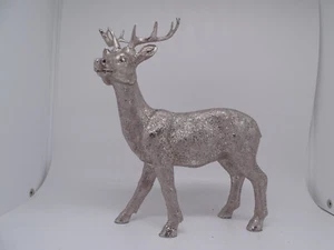 Weihnachten Hirsch stehend Silber glitzernd Wohndekoration Weihnachtsdeko - Bild 1 von 4