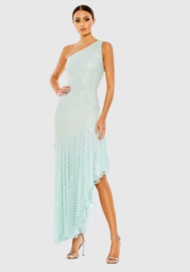 Mac Duggal SIZE: 9 One Shoulder Asymmetrical Hem Dress Seafoam SEAMSTRESS SPECIA - Picture 1 of 13