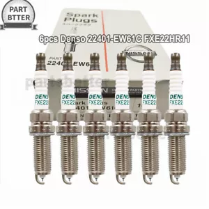 6PC OEM Denso For Nissan Infiniti EX35 spark plug Original 22401-EW61C FXE22HR11 - Picture 1 of 7