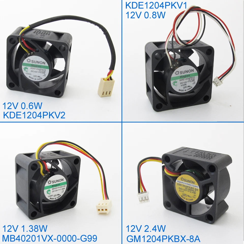 10x SUNON DC Cooling Fan 40x40x20mm 4020 12V 3pin 0.6W 0.8W 1.38W 2.4W Optional - Image 1 of 4