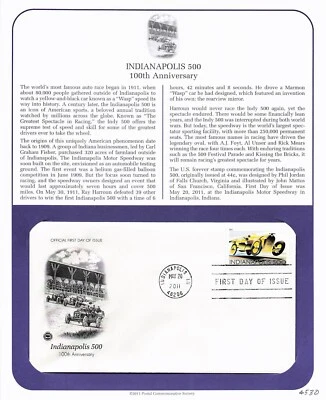 First Day Cover, Postal Commemorative Society 2011, Indianapolis 500, 4530 - Image 1 of 2
