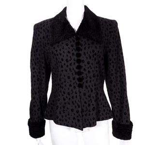 Blazer B Louise Mujer 10 Negro Estampado Animal Puño Francés Imitación Caniche Paño Chaqueta - Imagen 1 de 12