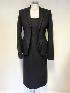 JIGSAW DARK GREY WOOL SHORT SLEEVE PENCIL DRESS & FITTED JACKET SUIT SIZE 8/10 - Picture 1 of 9