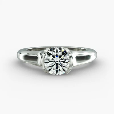  Engagement Ring Round Cut 18k White Gold IGI Certified 1 Ct Lab Created - Image 1 of 4
