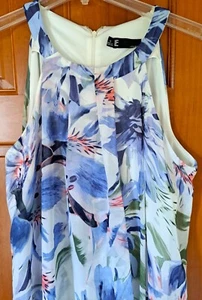Leslie Fay Maxi Halter Dress Womens Size 12 Blue Floral Sleeveless Fully Lined - Picture 1 of 7