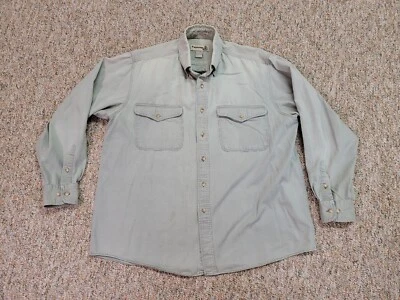 Fieldmaster Shirt Men Large Green Sun Washed Utility Button Down Long Sleeve - Image 1 of 4