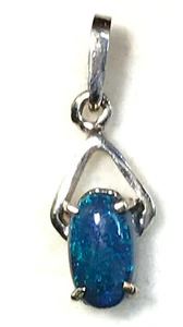 Solid Black Opal Pendant, 18ct (750) white gold, Australian natural opal - Picture 1 of 9