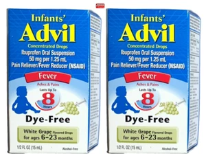 Infants Advil Ibuprofen Pain Reliever &Fever Reducer White Grape 0.5oz-Pack of 2 - Picture 1 of 2