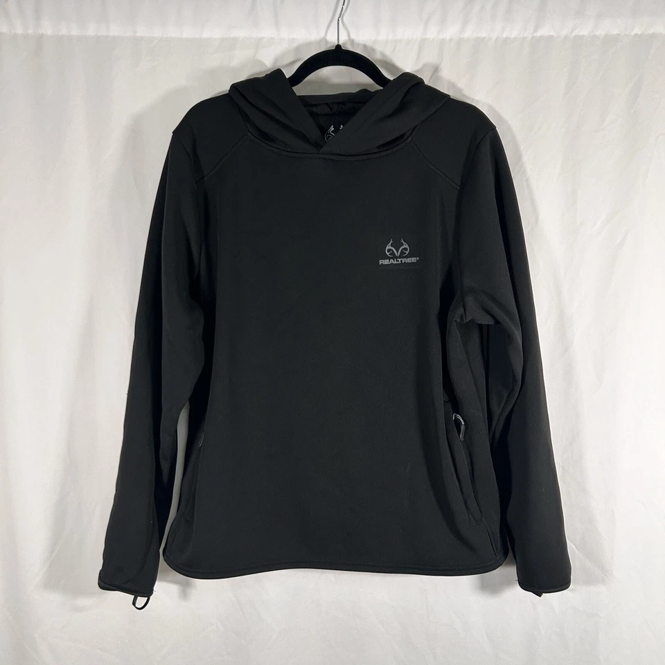 Sudadera con Capucha Real Tree Para Mujer XL Negra Sólida Bolsillos con Cremallera Pullover Poliéster Foto 1 de 4