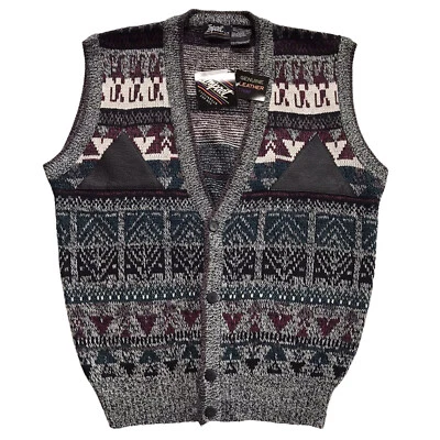 Nuevo Chaleco Suéter Grande De Colección Para Hombres Años 80 Hipster Geométrico Abuelo Academia Nerd Foto 1 de 4