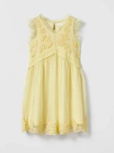 ZARA KIDS GIRLS EMBROIDERED TULLE DRESS PASTEL YELLOW  7521/620 - Picture 1 of 3