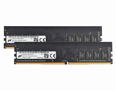 Micron 2x 8GB 1RX8 PC4-2400T DDR4 2400Mhz 288Pin UDIMM Desktop Memory RAM & - Image 1 of 4