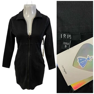Sexy Vestido Iris Para Mujer Pequeño Negro Denim Elastizado Cremallera Completa Rock Grunge Gótico Punk - Imagen 1 de 12