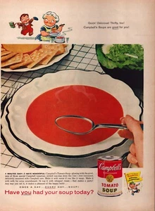 Anuncio impreso de sopa de tomate Campbell's 1958 - ¿Has comido tu sopa hoy? - Imagen 1 de 1