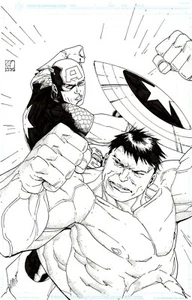 KHOI PHAM - Original Captain America & Hulk Board - Bild 1 von 1