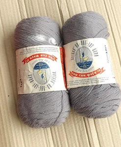 Lot of 2 Vtg Botany Brand Saxatones 100% Pure Virgin Wool Yarn Gray 2 Oz each - Picture 1 of 2