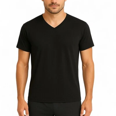 Alfani Men’s 4-Pack Regular Fit V-Neck T Shirt TAGLESS Undershirts Black Small - Image 1 of 4