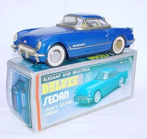 New Toy MF-316 China 1:18 Blue CHEVROLET CORVETTE Hard Top `53 Tin Friction NMIB - Picture 1 of 12