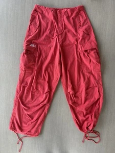 Vintage Y2K Red UFO Pants Rave Parachute Hip Hop Streetwear 90’s M - Picture 1 of 10
