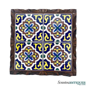 Vintage Spanish Mission Porcelain Tile Kitchen Counter Trivet Tray - Picture 1 of 10