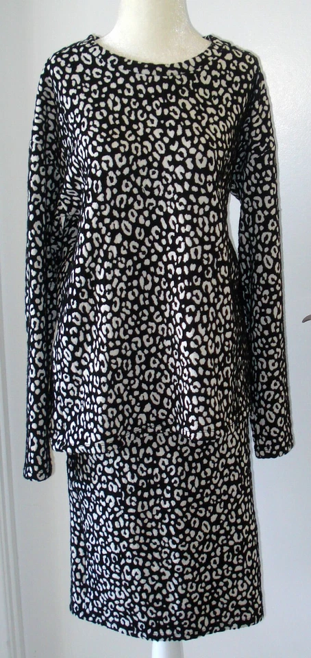 MICHAEL KORS MUJER 2 PIEZAS BLANCO Y NEGRO ESTAMPADO GEOMÉTRICO FALDA TRAJE TALLA L Foto 1 de 4