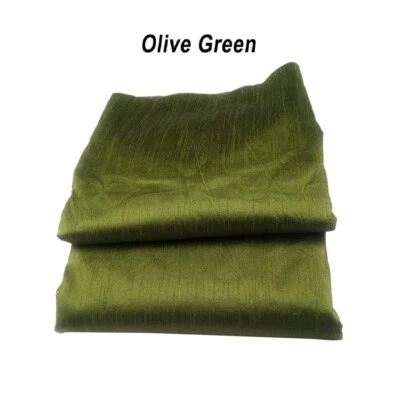 Olive Green Dupion Silk Fabric Plain 44/45" Width, for Dresses, Craft,  5 YARD - Image 1 of 3