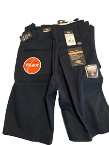 "4"PAIR- DICKIES FLEX WORK SHORTS WAIST SZ.32 -11" INSEAM  CELL POCKET NAVY BLUE - Picture 1 of 4