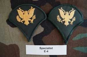 VESTIDO FEMENINO DEL EJÉRCITO DE EE. UU. VERDE Rango E-4 Parche Militar - Coser - USADO AUTÉNTICO - Imagen 1 de 1