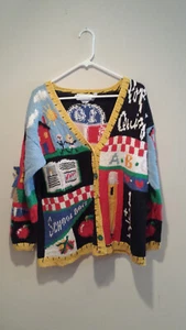 Vintage Tacky School Teacher Cardigan - The Eagle's Eye - Large L - Multi-Color - Bild 1 von 2