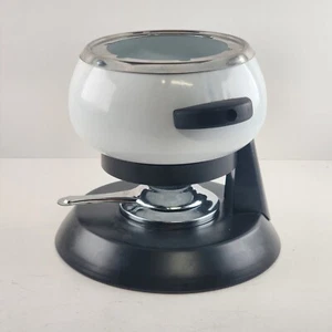 Fondue Pot Burner Enamal Stand White Black Unused Stainless - Picture 1 of 16