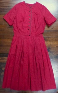 Vintage 1950s Red & Black Print Cotton Day Dress Marcy Lee of Dallas Pin-Up Girl - Picture 1 of 8