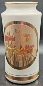 Chokin Art Vase with 24K Gold – 15cm Tall – Iris & Butterfly Design – Japan - Picture 1 of 5