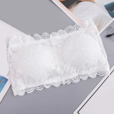 Women Lace Tube Top Bra Strapless Padded Push Up Lingerie Chest Wrap Underwear - Image 1 of 4