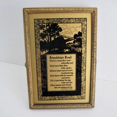 De Colección Espejo de Bolsillo Silueta Poema Carretera de la Amistad Caballete Columpio Marco E. Koehler Foto 1 de 4