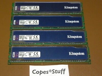 Kingston HyperX Blu KHX1600C9D3B1/4G DDR3 PC3-12800u 4 x 4GB = 16GB Desktop RAM - Image 1 of 2
