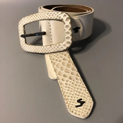 Cinturón Vintage Cuero Blanco Imitación Piel de Serpiente Acabado Mediano (31-35.5") Retro Mobwife Foto 1 de 4