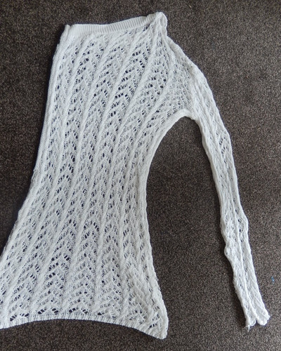 OFF WHITE Abito soprabito Modele depose off bianco pizzo elasticizzato spalle scoperte taglia XL